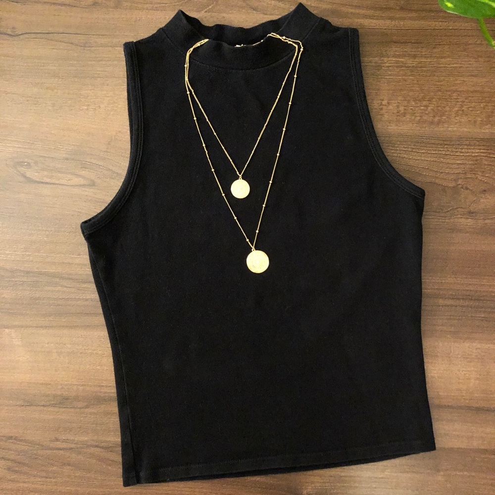 TWIK Black Sleeveless Mock Neck